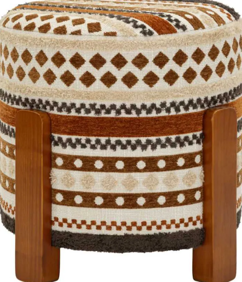 Pouf en tissu avec pieds en bois Ethnic (Modèle 1)
