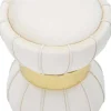 Pouf en tissu avec surpiqures Flower 40 x 44 cm (Crème)
