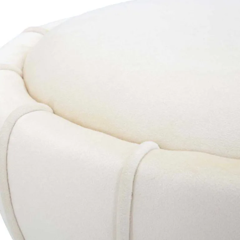 Pouf en tissu avec surpiqures Flower 40 x 44 cm (Crème)