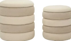 Pouf en tissu 2 en 1 Nordic (Set de 2) (Beige et crème)
