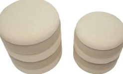 Pouf en tissu 2 en 1 Nordic (Set de 2) (Beige et crème)