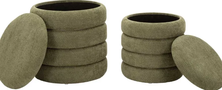 Pouf en tissu 2 en 1 Nordic (Set de 2) (Vert)