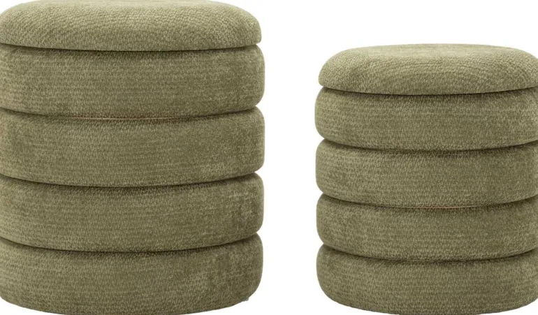 Pouf en tissu 2 en 1 Nordic (Set de 2) (Vert)