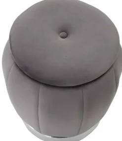 Pouf en tissu et métal 2 en 1 Paris 43 x 43 cm (Gris et Argent)