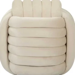 Pouf en tissu Softy 45 x 45 x 45 cm (Crème)
