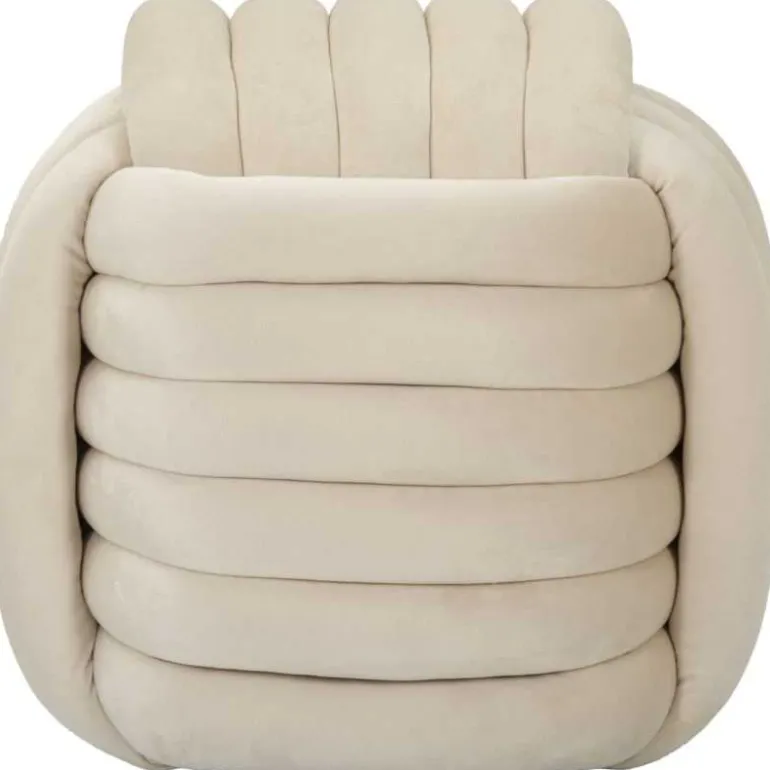 Pouf en tissu Softy 45 x 45 x 45 cm (Crème)