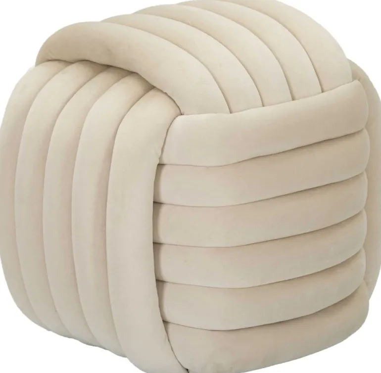 Pouf en tissu Softy 45 x 45 x 45 cm (Crème)