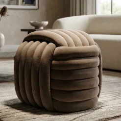 Pouf en tissu Softy 45 x 45 x 45 cm (Gris)
