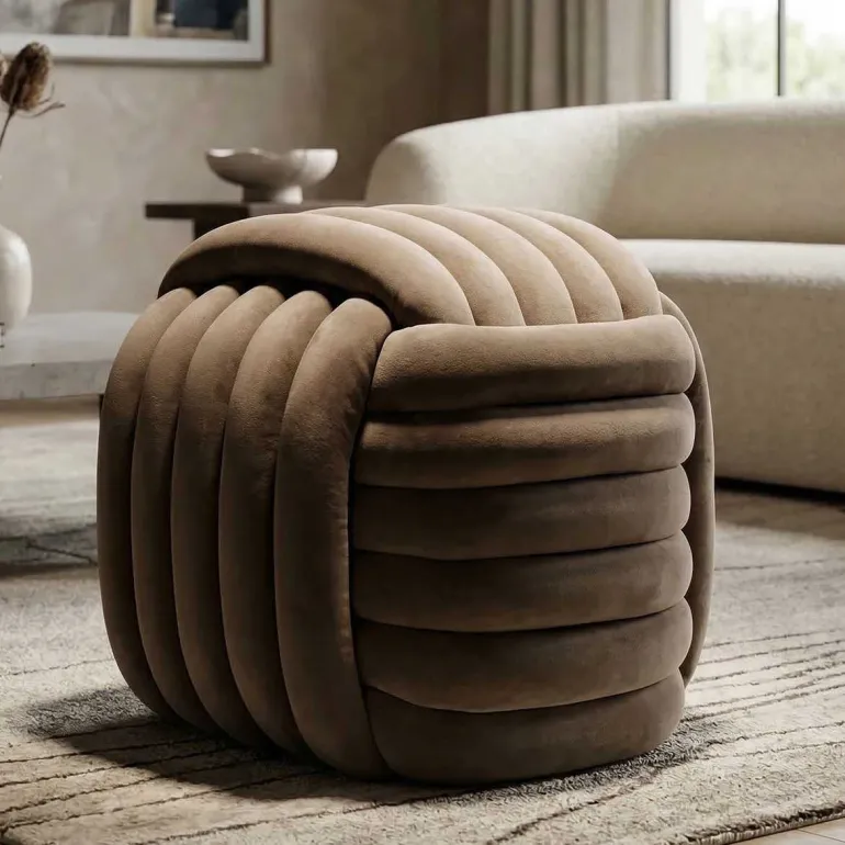 Pouf en tissu Softy 45 x 45 x 45 cm (Gris)