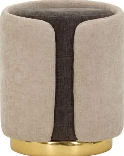 Pouf en tissu Two-Tone 40 x 50 cm (Marron - Marron clair et Doré)