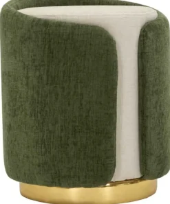Pouf en tissu Two-Tone 40 x 50 cm (Vert - Marron clair et Doré)