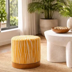 Pouf en tisu Savana 40 x 40 cm (Moutarde)