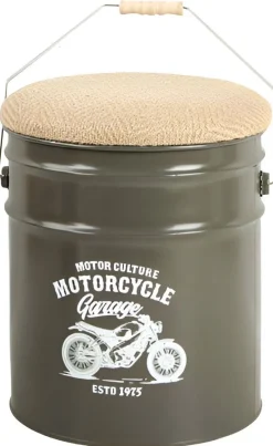 Pouf seau à pellets en métal Motorcycle