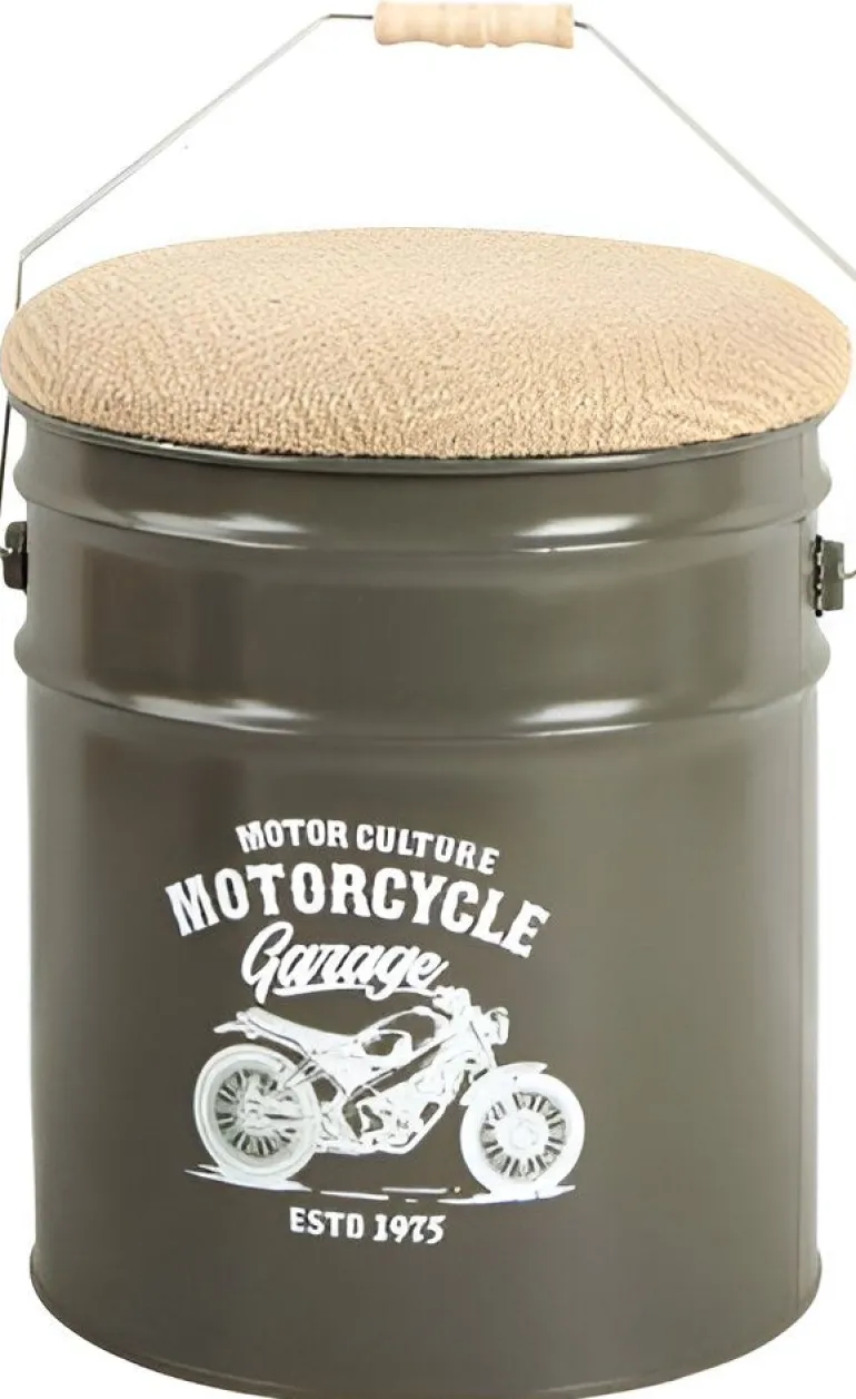 Pouf seau à pellets en métal Motorcycle