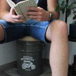 Pouf seau à pellets en métal Motorcycle