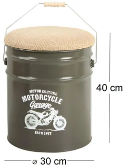 Pouf seau à pellets en métal Motorcycle