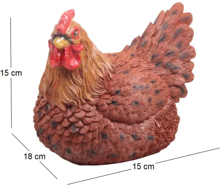Poule marron couvant en résine (15 x 18 x 15 cm)