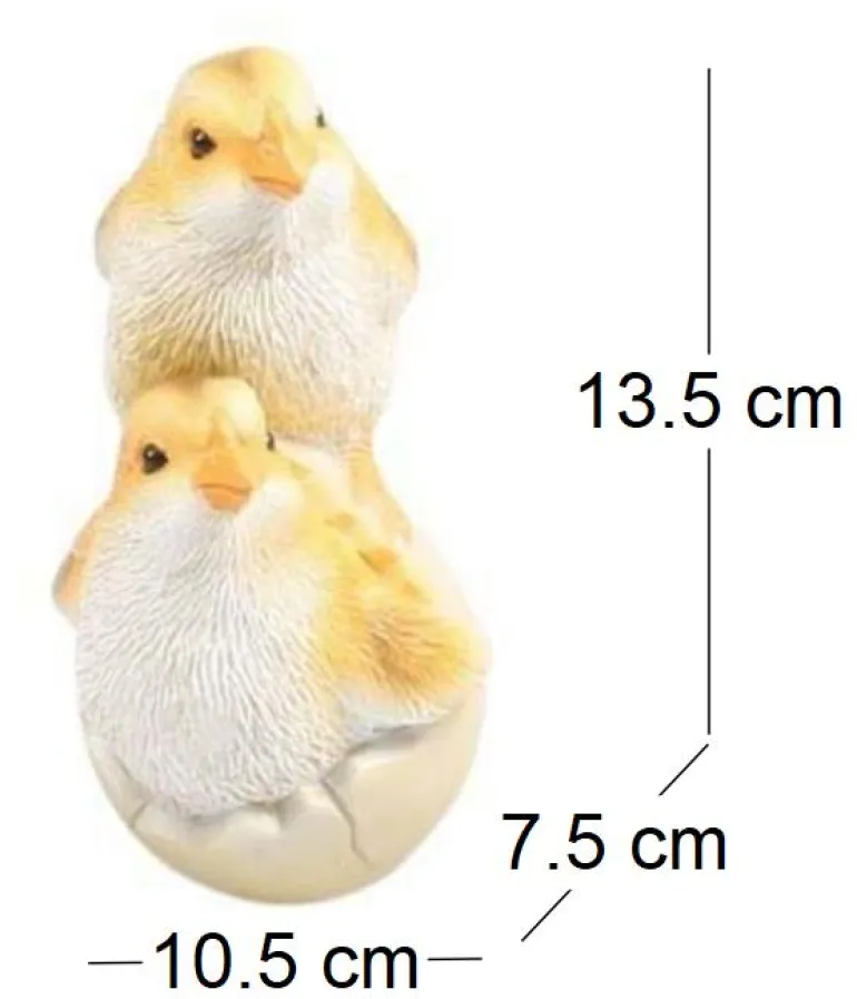 Poussins dans coquille en résine 10.5 x 7.5 x 13.5 cm