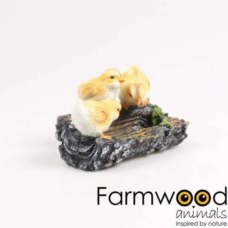 Poussins sur branche en résine 22.5 x 15 x 11 cm