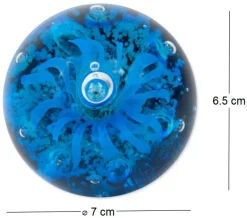 Presse papier rond en verre Meduse (Bleu)