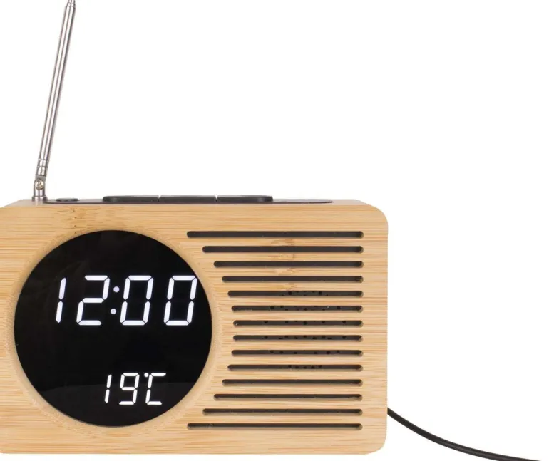Radio réveil en bambou Retro