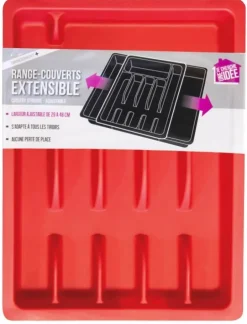 Range couverts ajustable en plastique (Rouge)