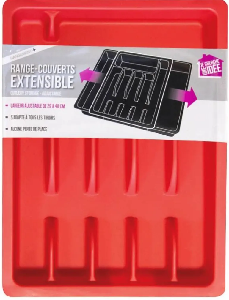 Range couverts ajustable en plastique (Rouge)