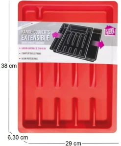 Range couverts ajustable en plastique (Rouge)