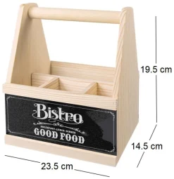 Range-couverts en bois avec motif imprimé (Bistrot)