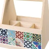 Range-couverts en bois avec motif imprimé (Carreaux de ciment)