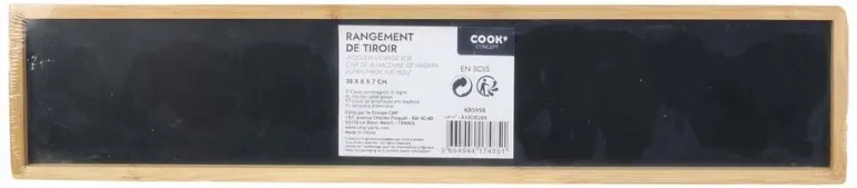 Rangement en bois pour tiroir fond noir (38 x 8 x 7 cm)