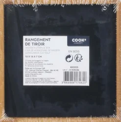 Rangement en bois pour tiroir fond noir (15 x 15 x 7 cm)