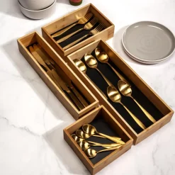 Rangement en bois pour tiroir fond noir (15 x 15 x 7 cm)