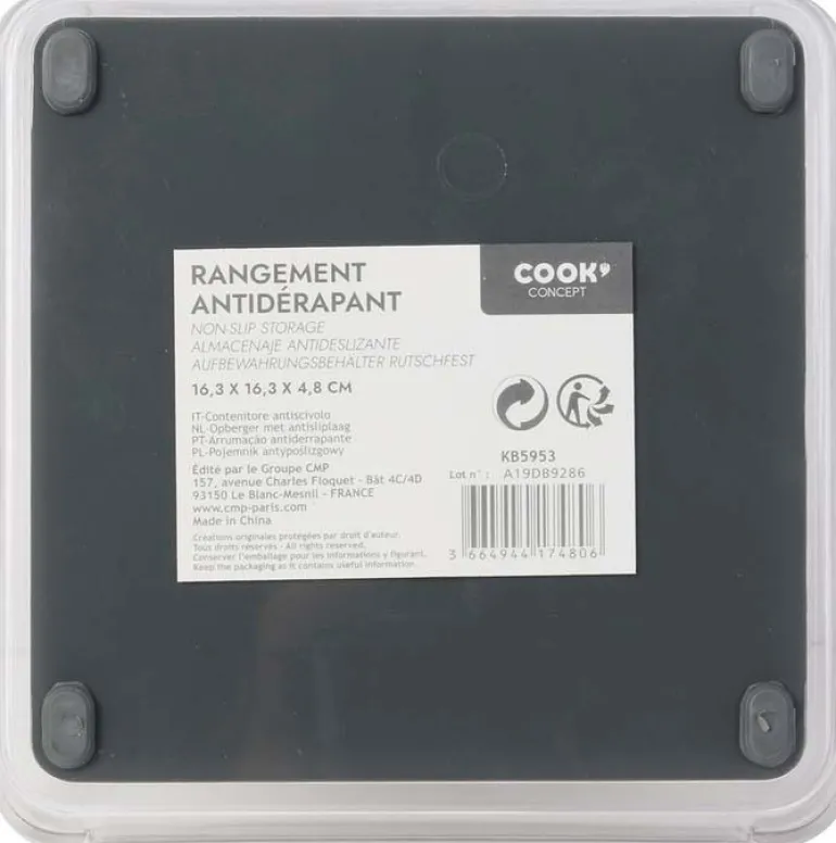 Rangement en plastique antidérapant pour tiroir (16x16x4.5 cm)