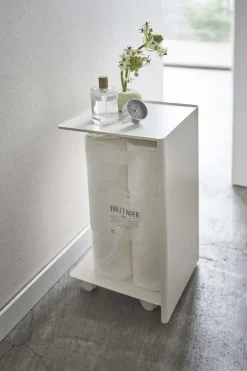 Rangement pour toilettes sur roulettes Caster (Blanc)