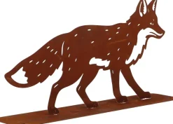 Renard décoratif en métal rouillé
