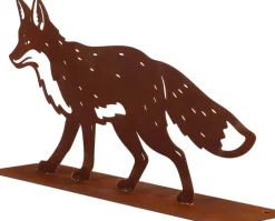 Renard décoratif en métal rouillé