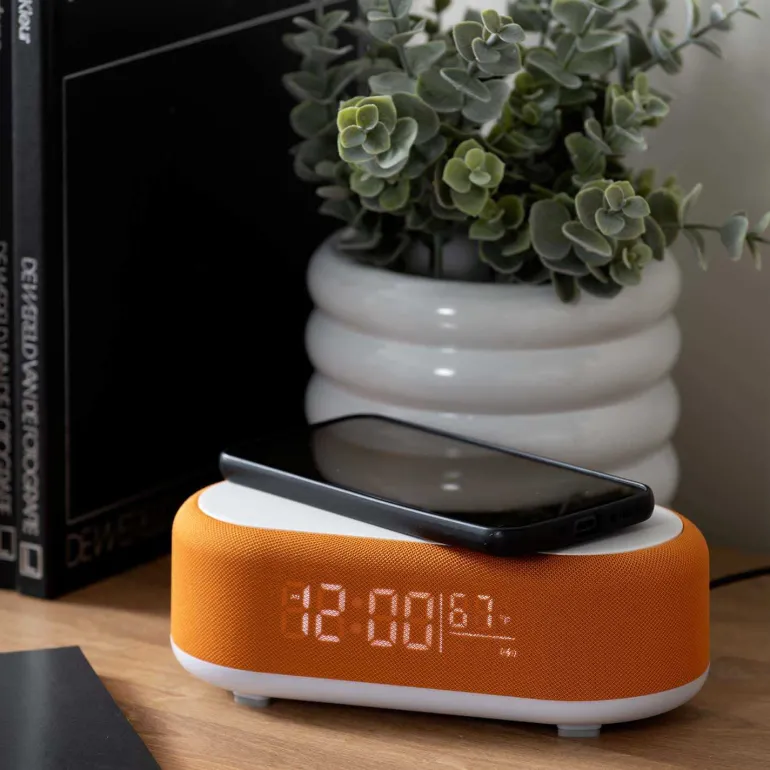 Reveil avec chargeur induction et enceinte Bluetooth Vogue (Orange)