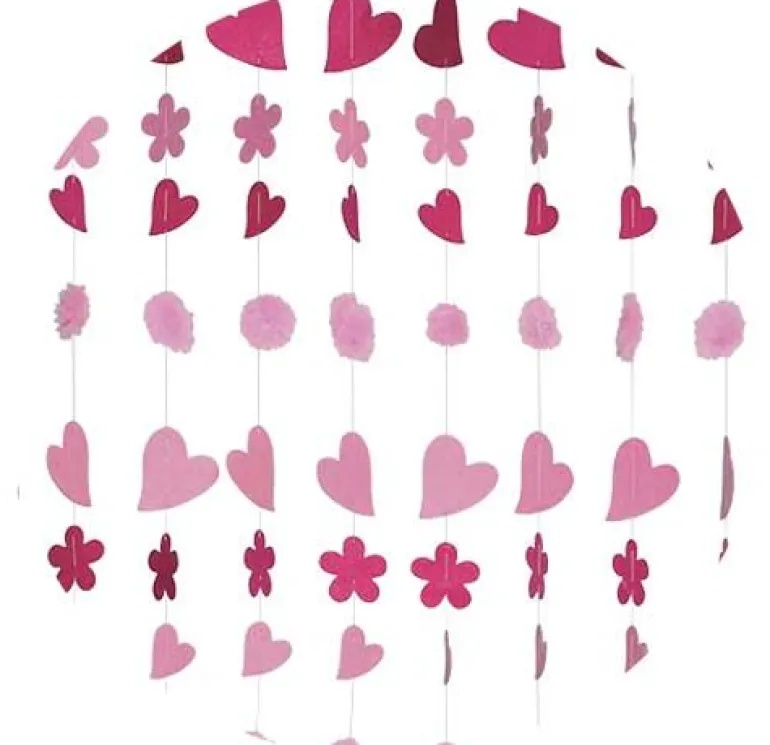 Rideau coeurs et pompons