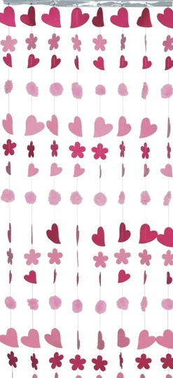 Rideau coeurs et pompons