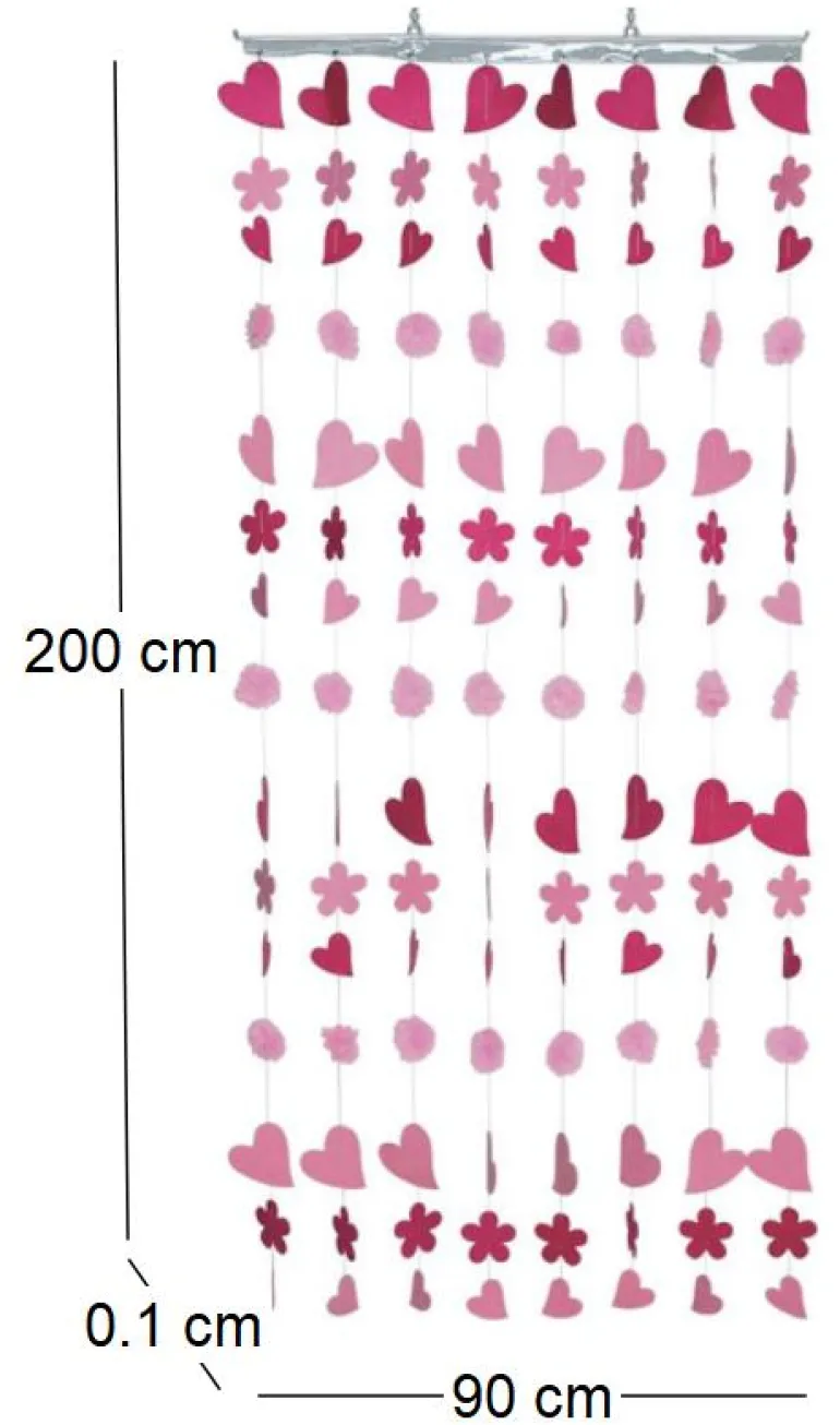 Rideau coeurs et pompons