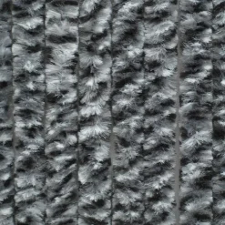 Rideau de porte en fibres synthétiques Chenilles (Chiné noir - Gris - Blanc)