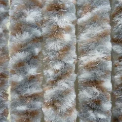 Rideau de porte en fibres synthétiques Chenilles (Chiné brun, Bleu, Blanc)