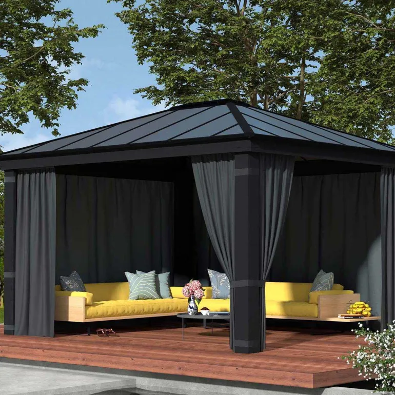 Rideaux pour tonnelle de jardin Dallas (Pour tonnelle 4 x 2 m)