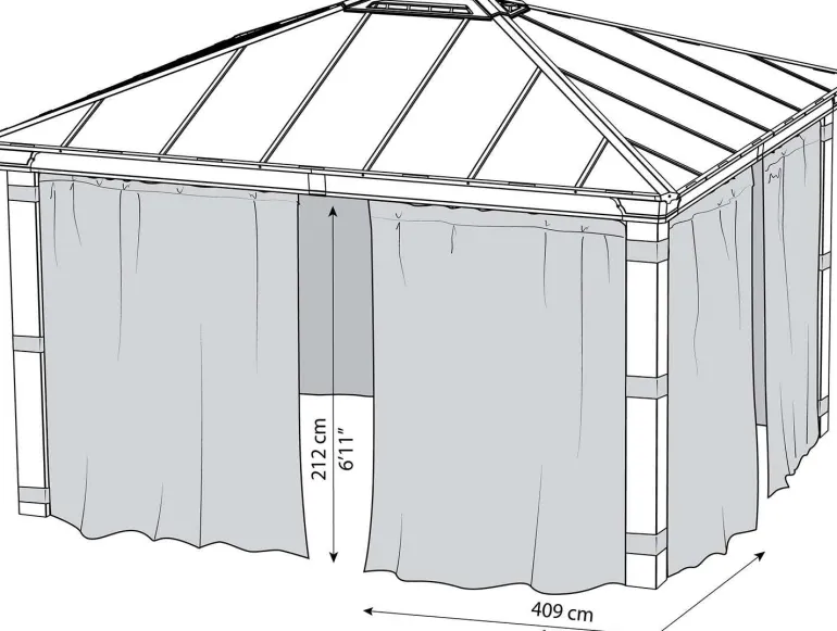 Rideaux pour tonnelle de jardin Dallas (Pour tonnelle 4 x 2 m)