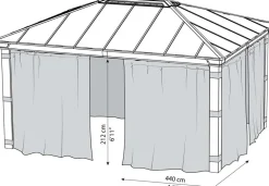 Rideaux pour tonnelle de jardin Dallas (Pour tonnelle 4.4 x 2 m)
