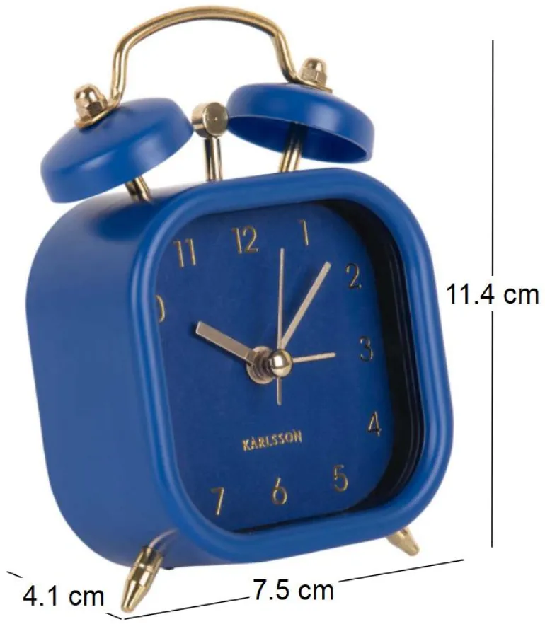 Réveil carré effet métallisé Glam Square (Bleu foncé)