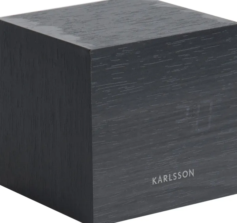 Réveil en bois carré Cube (Noir)