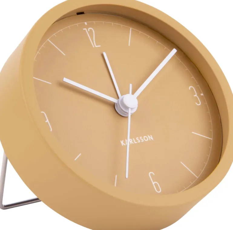 Réveil en métal mat Numbers & Lines 9 cm (Ocre jaune)