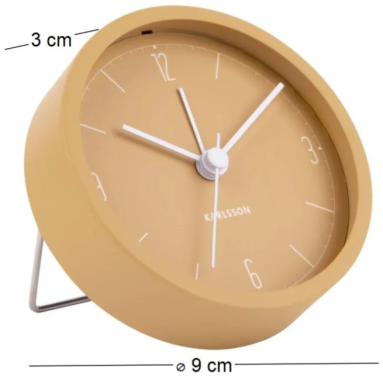 Réveil en métal mat Numbers & Lines 9 cm (Ocre jaune)
